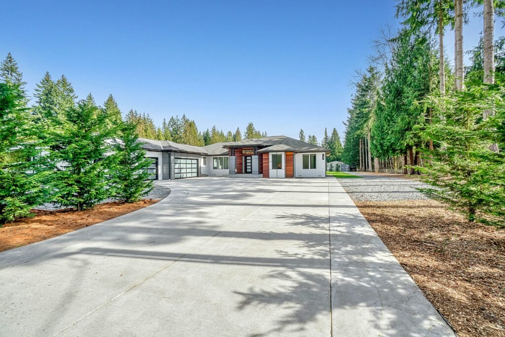 home with a well-planned and durable concrete patio