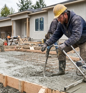 concrete contractor working on a new driveway