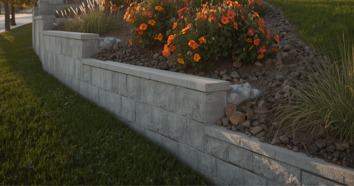 Retaining wall on a garden