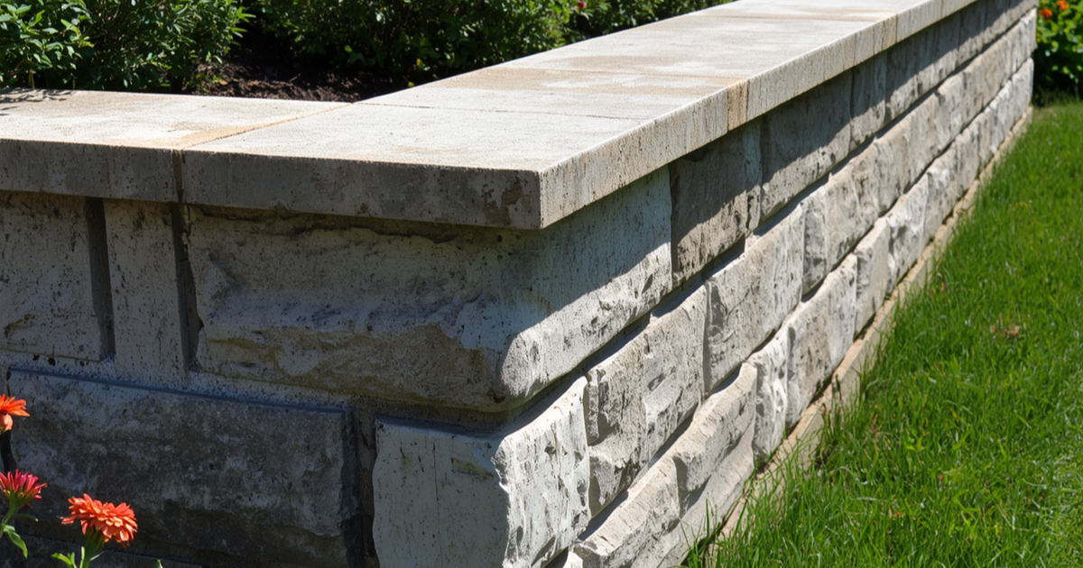 retaining wall with stamped concrete for a special finish