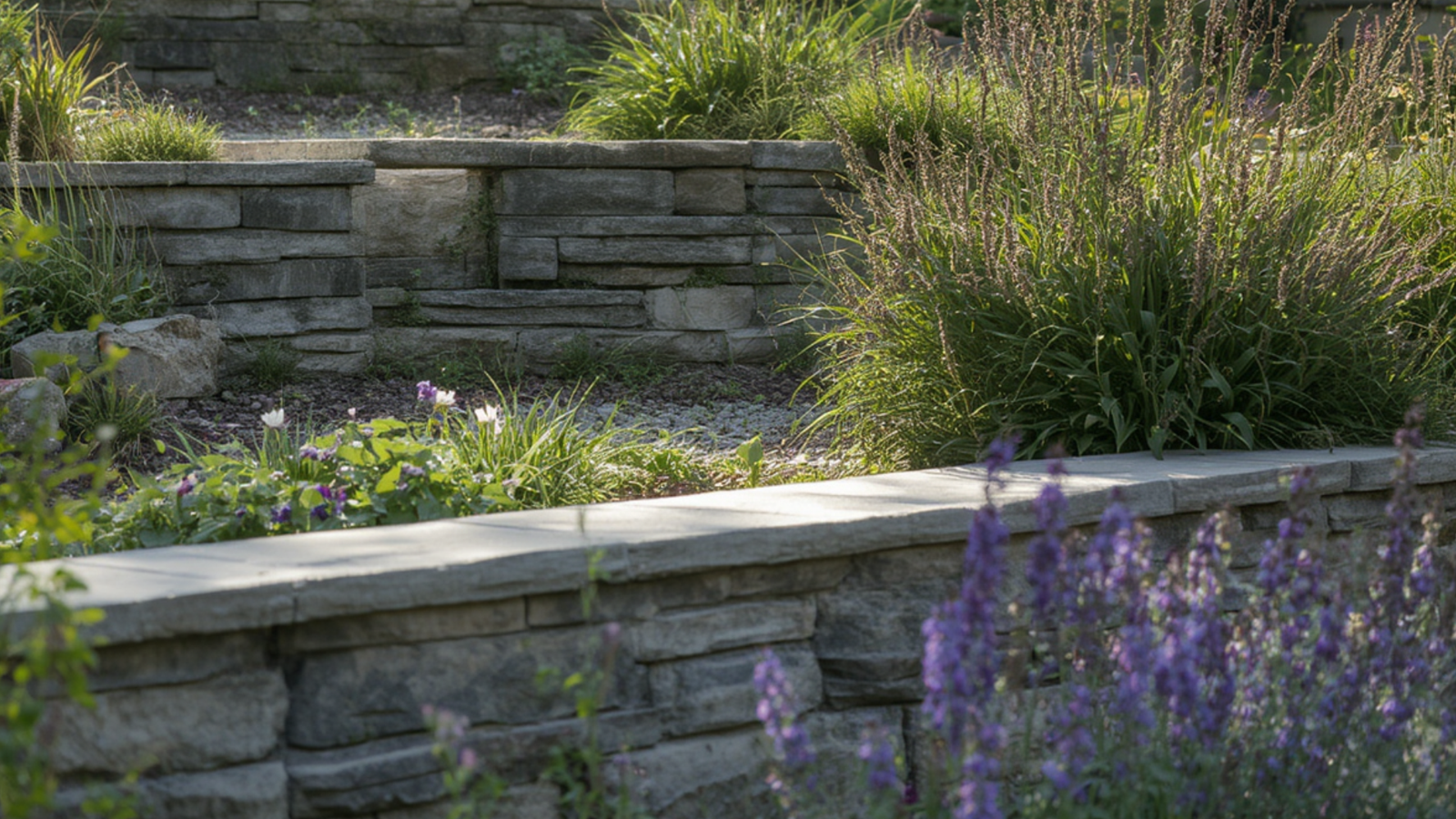 Retaining wall decorating a landscape