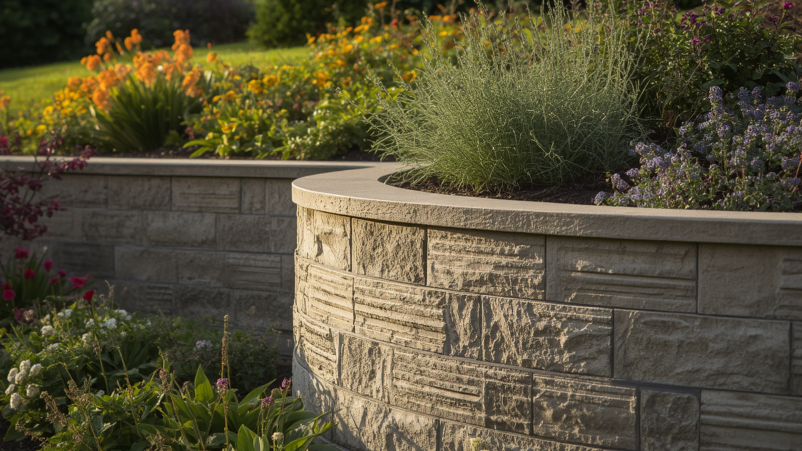 Stamped Concrete retaining wall