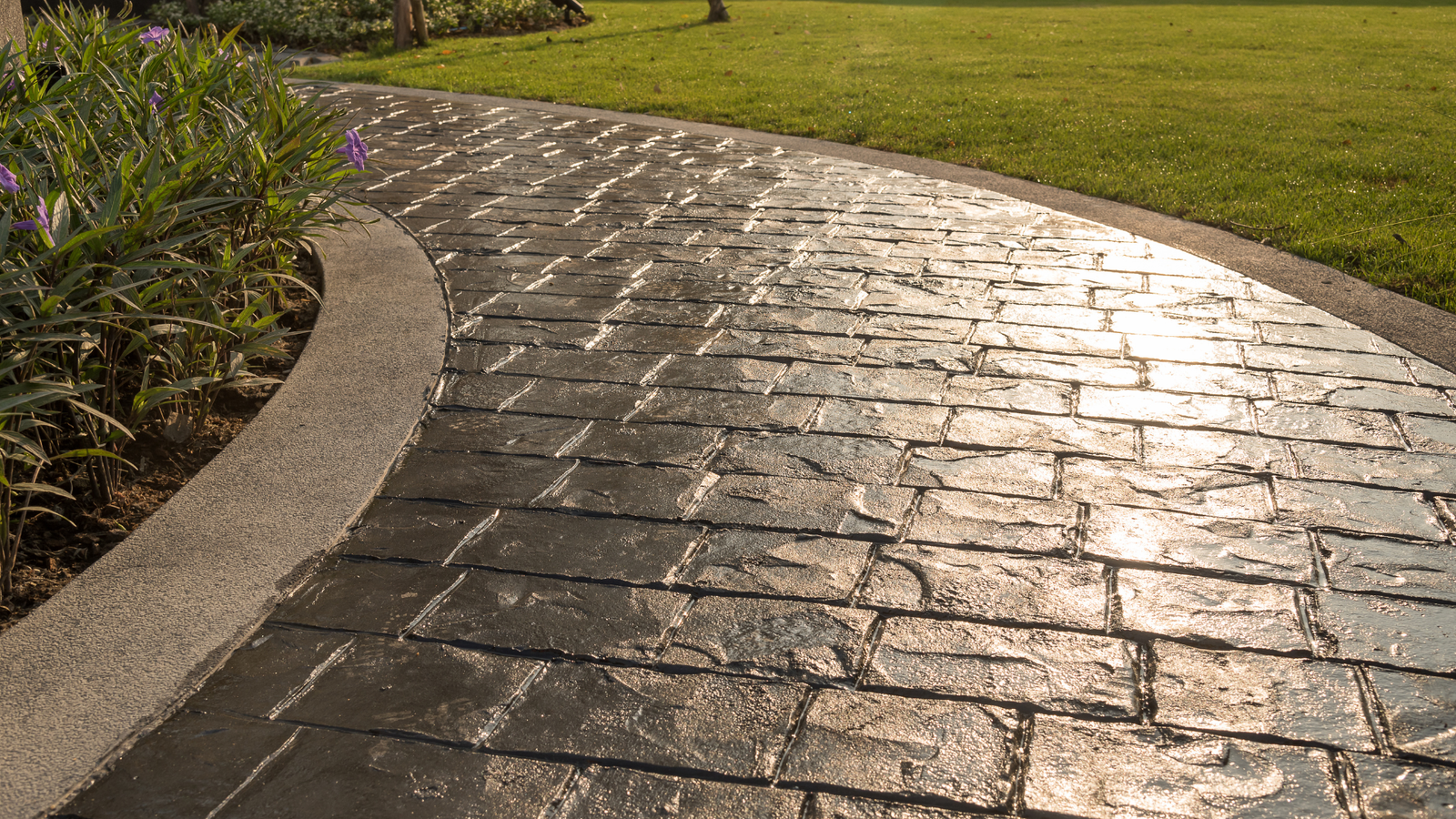 Stamped concrete driveway